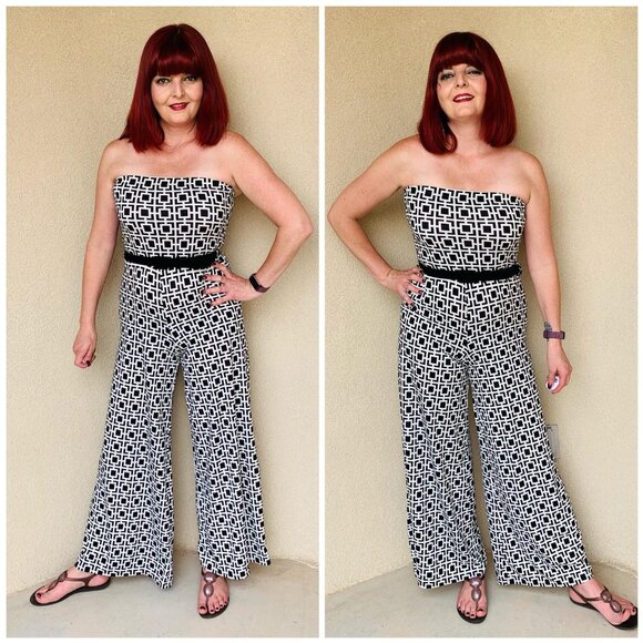 Geometric Wide Leg Sleeveless Jumper - Picture 2 of 4